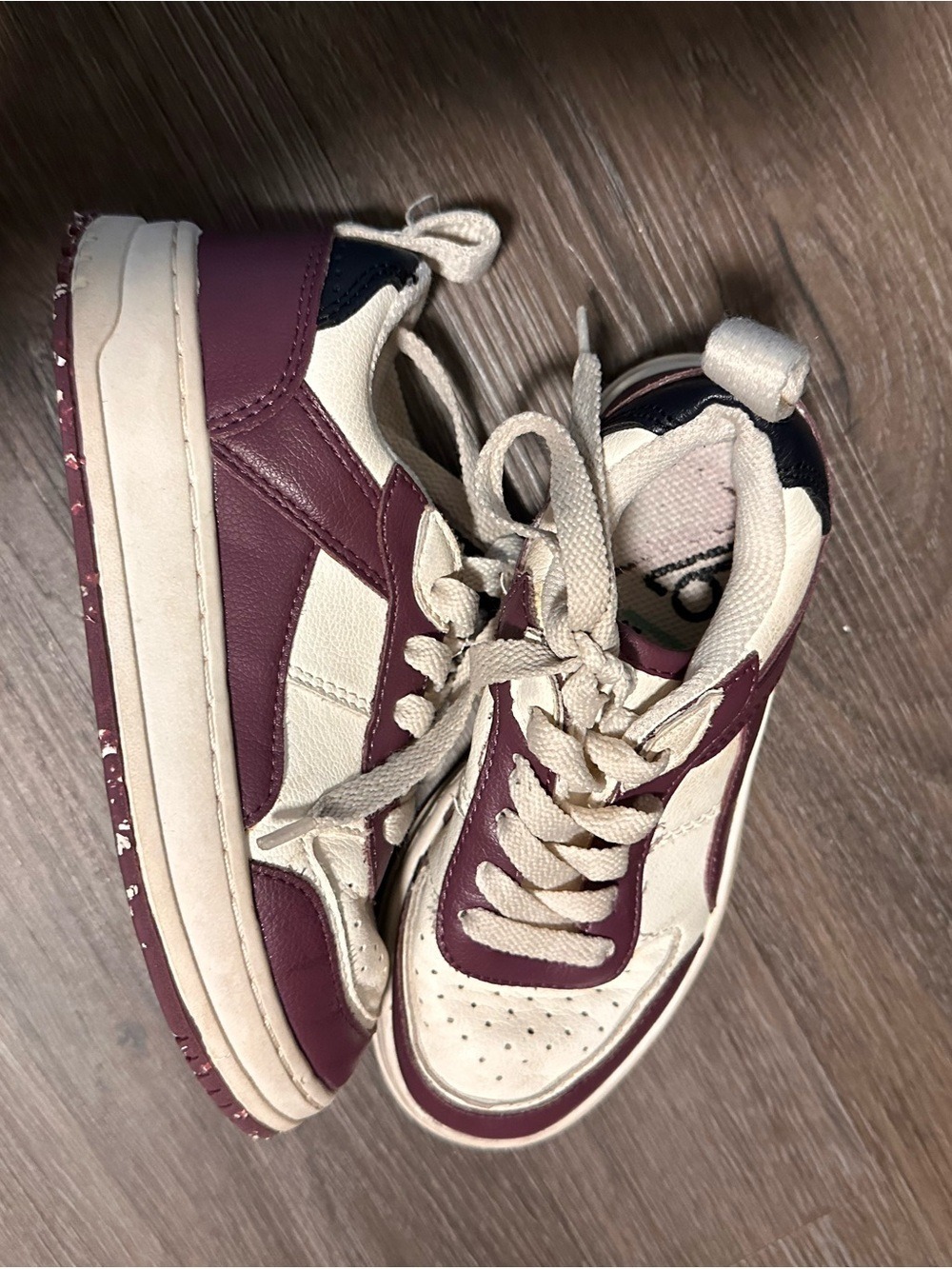 Zara Kids Burgundy purple and Cream Low-Top Sneakers size 11